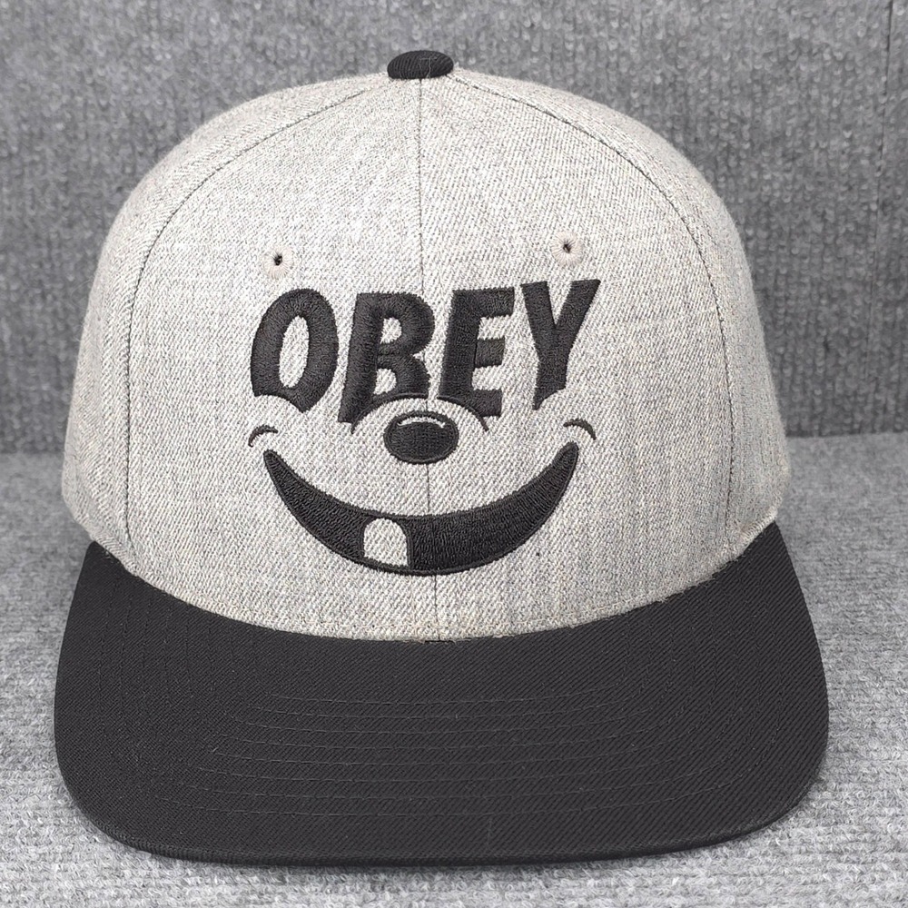 Obey Hat Posse Propaganda Cap Snap Back One Size Gray Black Skate Streetwear Y2K